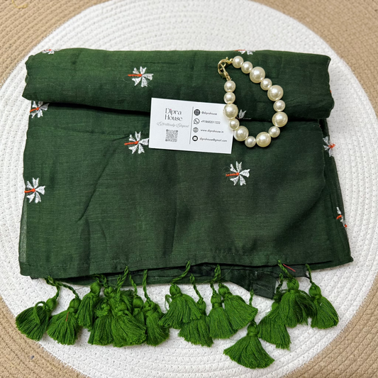 Flower Embroidery Mul Cotton Saree