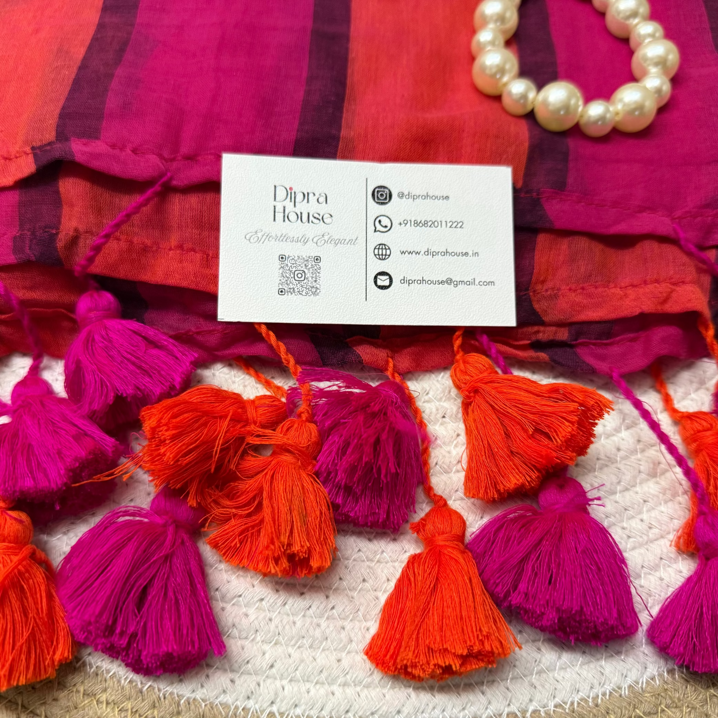 Pink Orange Rainbow Mul Cotton Saree