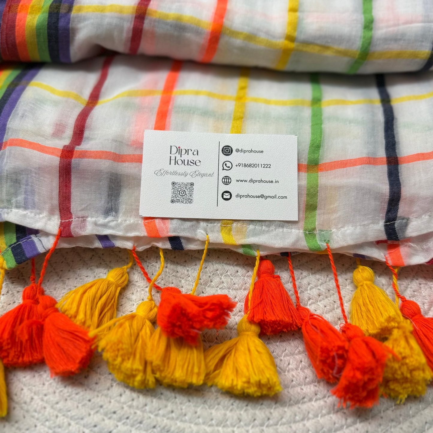 Checked Multi-Color Mul Cotton Saree