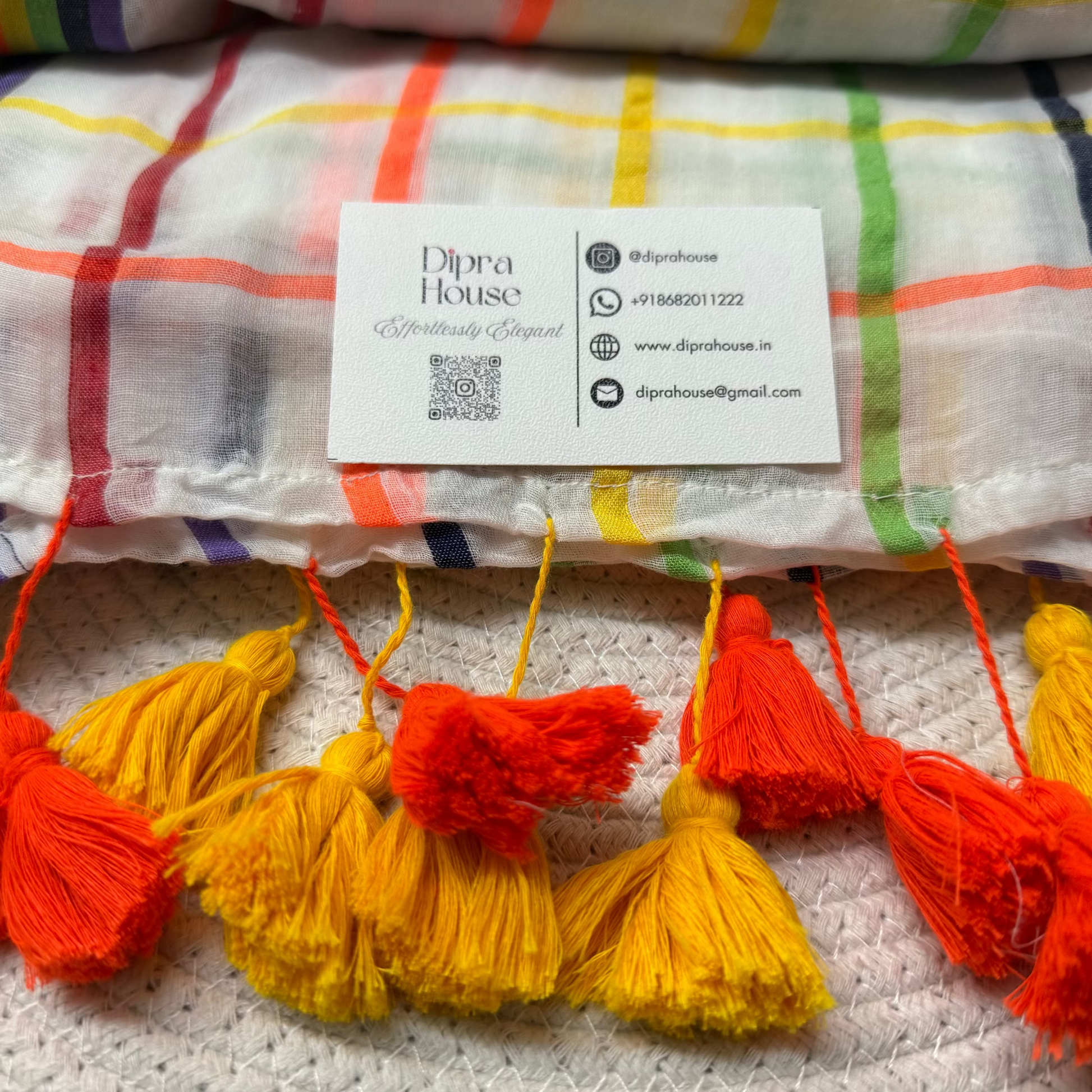Checked Multi-Color Mul Cotton Saree