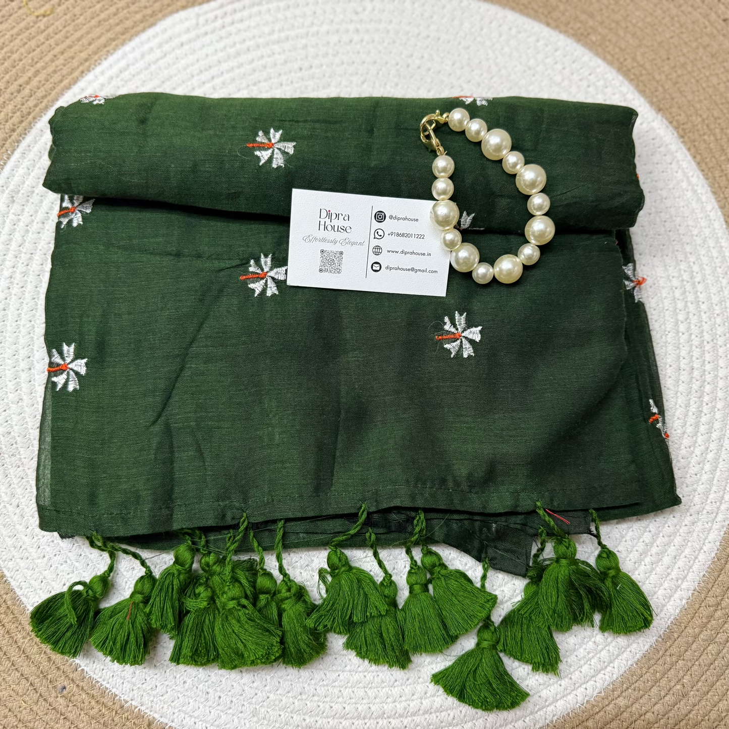 Flower Embroidery Mul Cotton Saree