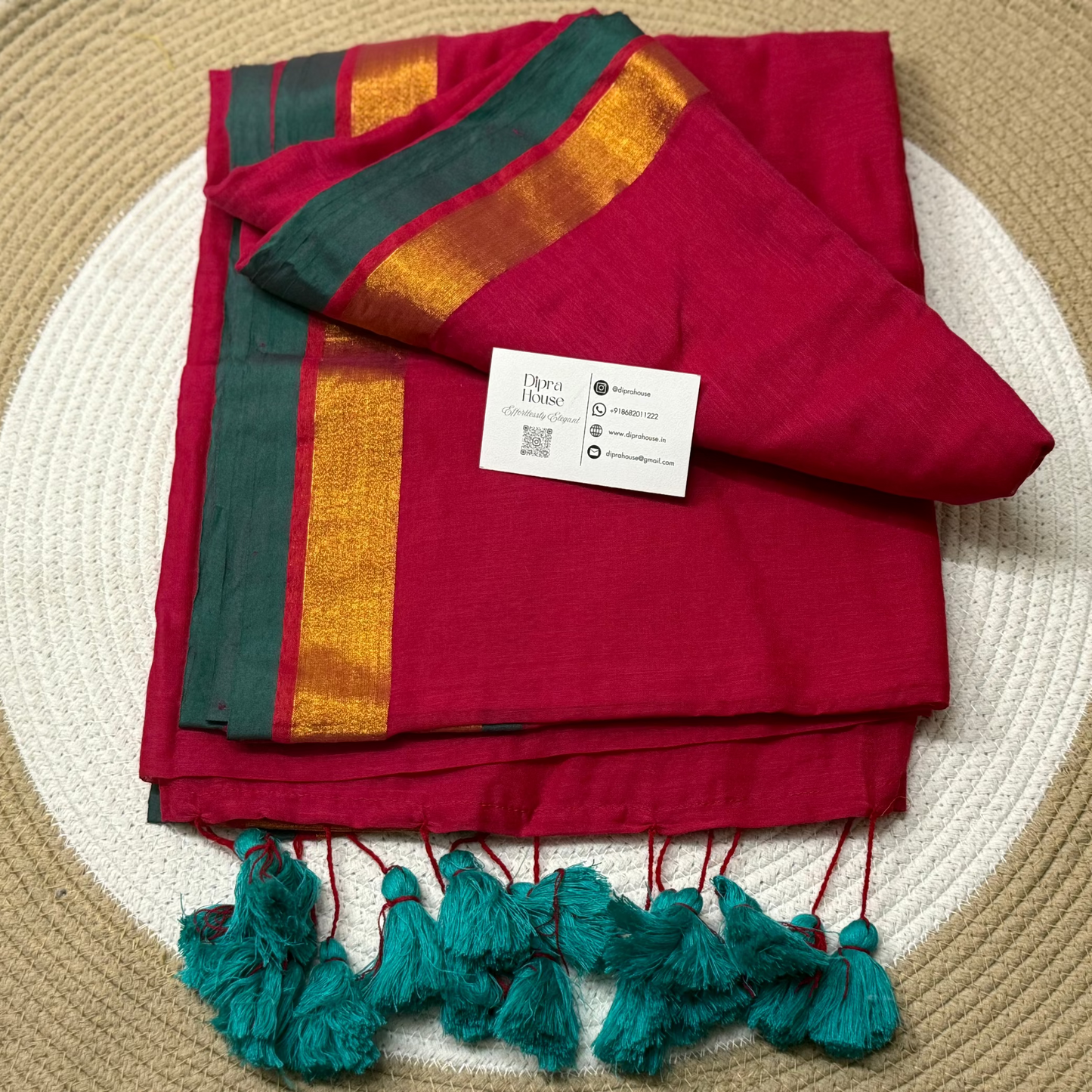 Goddess Red Mul Cotton Saree