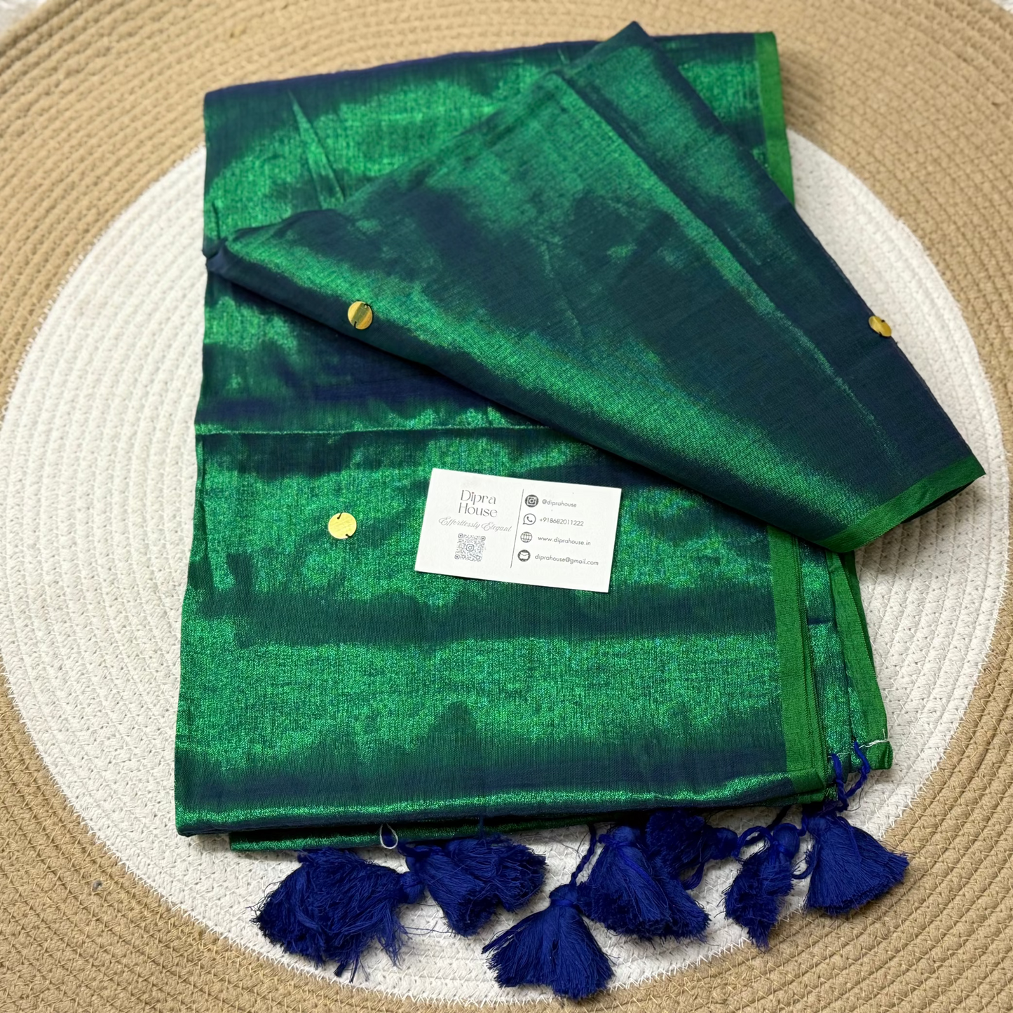 Peacock green tisse mul saree