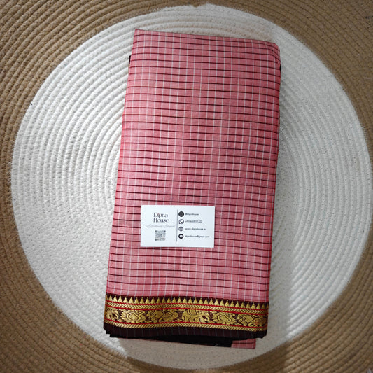 pink checkered narayenpet cotton saree samantha
