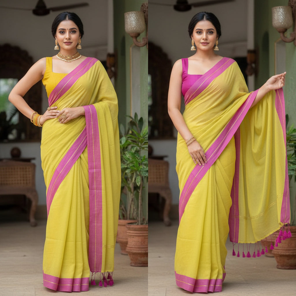 Golden Line Mul Cotton Saree